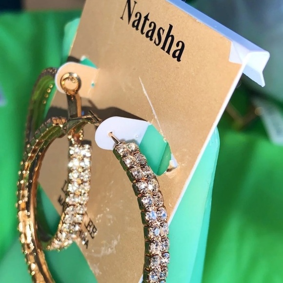 Natasha| crystal double row hoops New - Picture 2 of 2